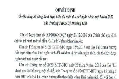 Công khai thực hiện dự toán ngân sách quý I – 2022